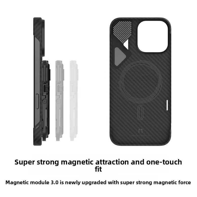 Luxury iPhone Case — Kevlar Aramid Fiber Magnetic Cover with Carbon Fiber Texture, Shockproof and Durable Protective Design