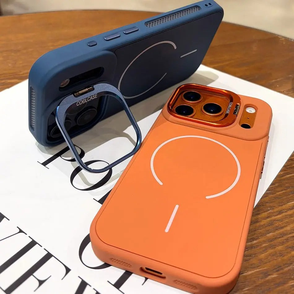 Luxury iPhone Case — Lens Stand Magnetic PC Armor Cover with MagSafe Compatibility