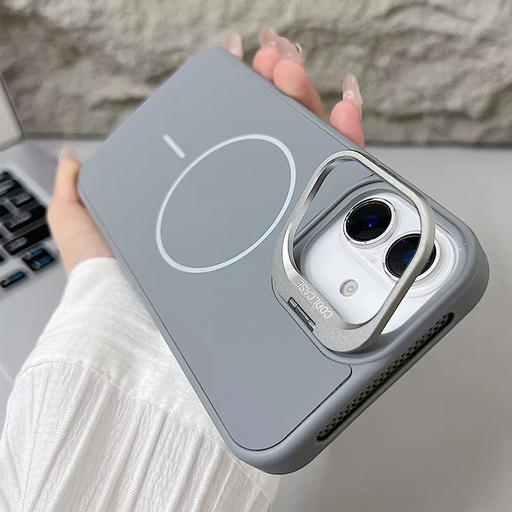 Luxury iPhone Case — Lens Stand Magnetic PC Armor Cover with MagSafe Compatibility