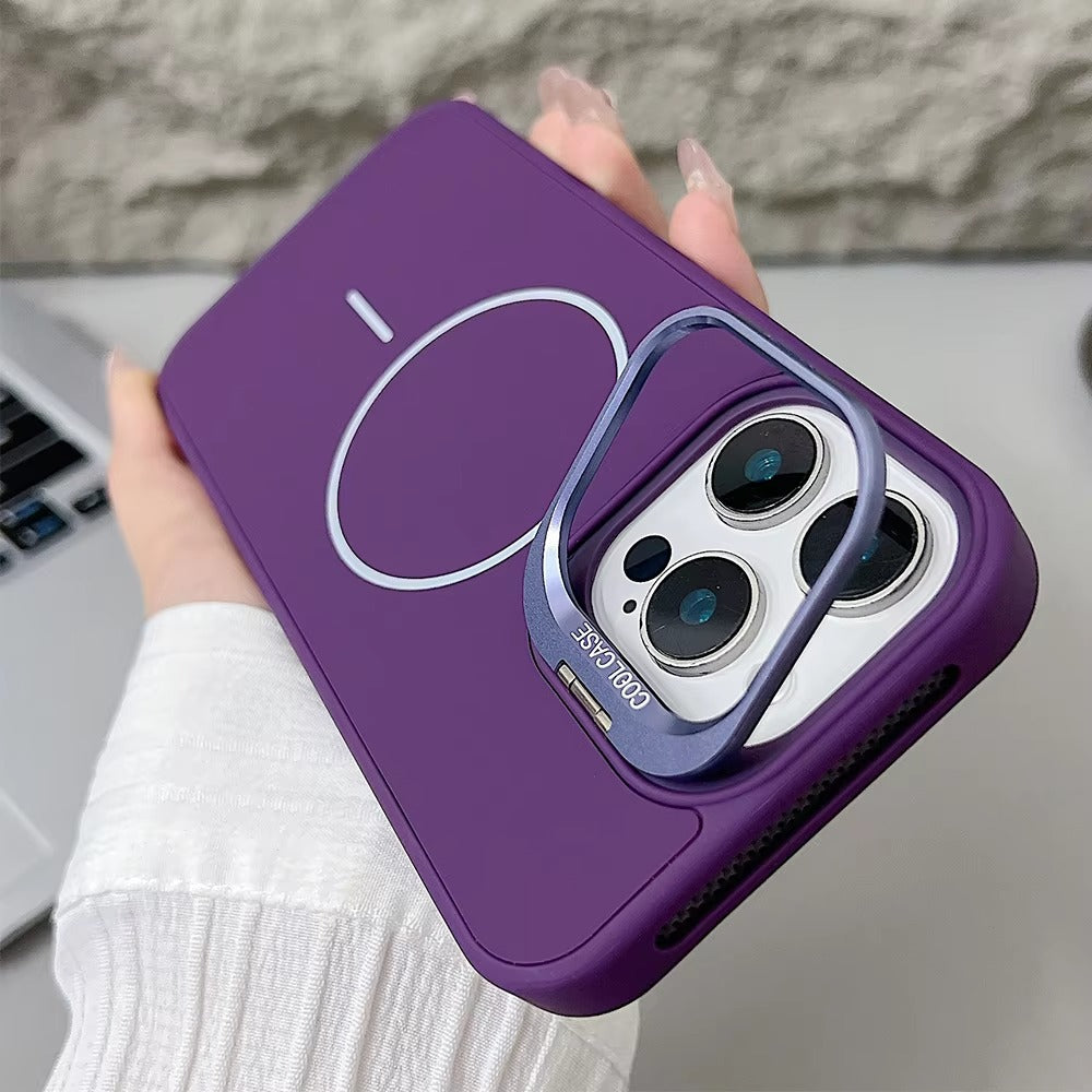 Luxury iPhone Case — Lens Stand Magnetic PC Armor Cover with MagSafe Compatibility