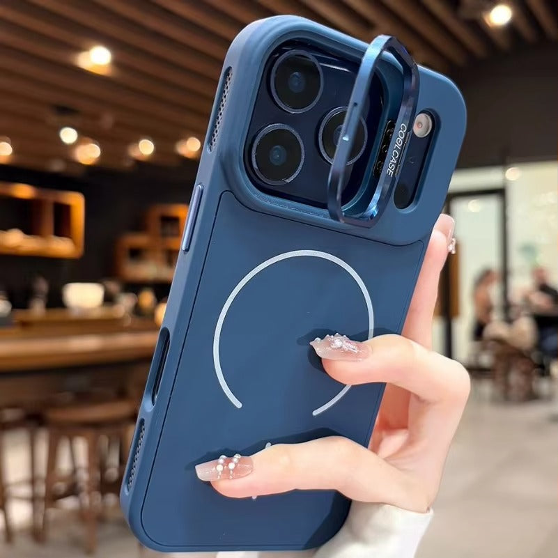 Luxury iPhone Case — Lens Stand Magnetic PC Armor Cover with MagSafe Compatibility