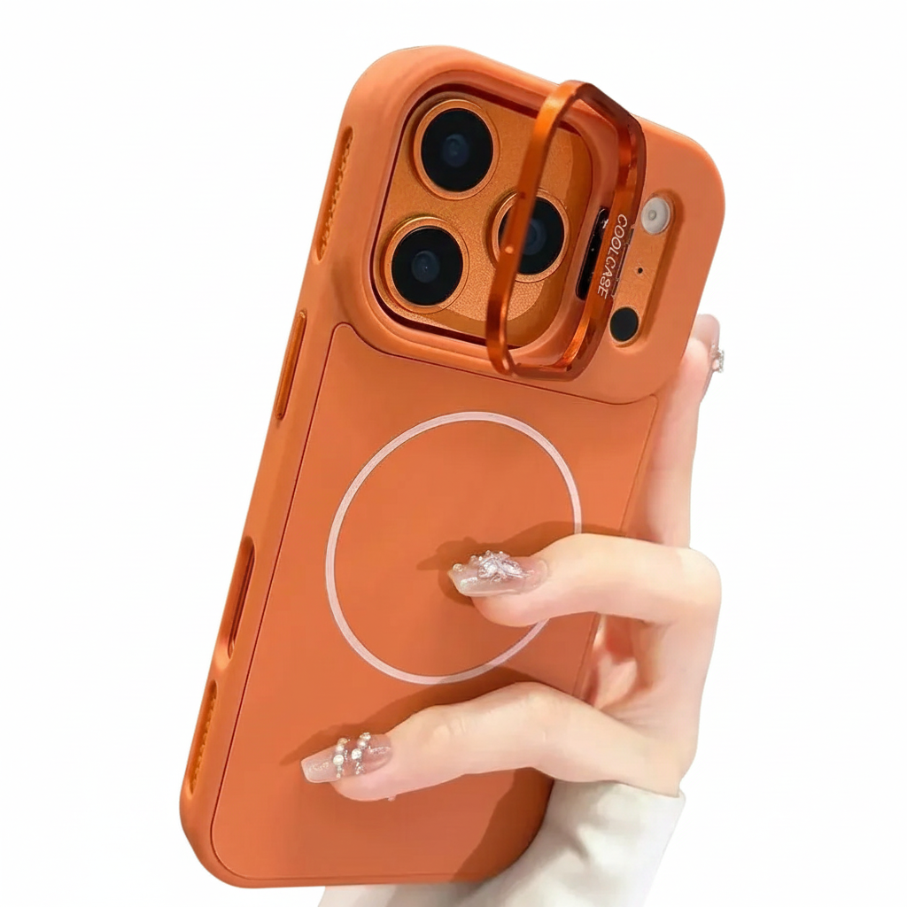 Luxury iPhone Case — Lens Stand Magnetic PC Armor Cover with MagSafe Compatibility