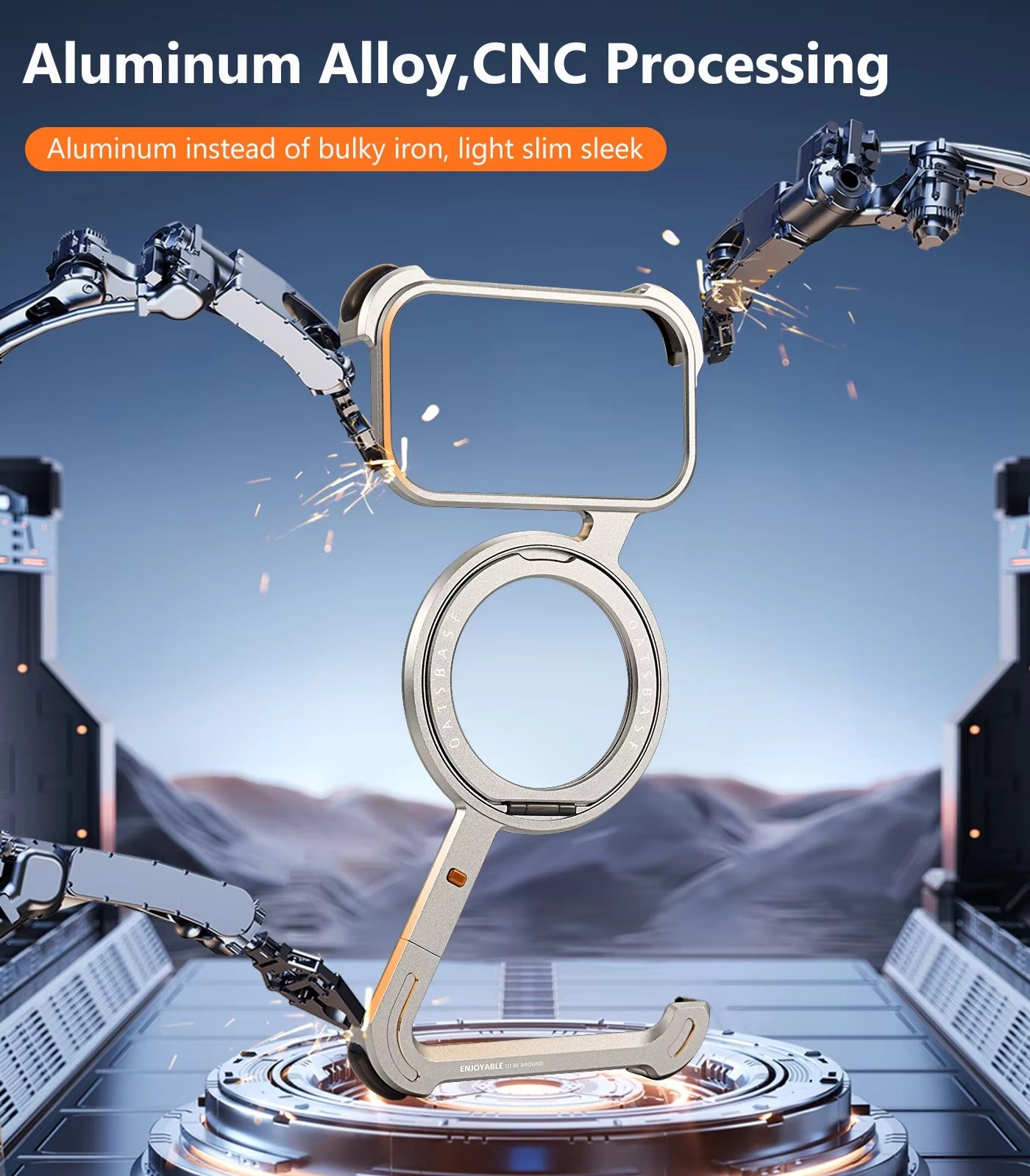 Luxury iPhone Case — MagSafe Aluminum Alloy Metal Bumper with 360° Rotatable Stand, Ring Holder & Shockproof Protection