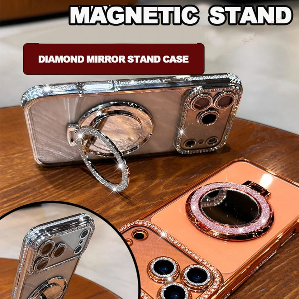 Luxury iPhone Case — MagSafe Diamond Mirror Glitter Cover with Transparent Soft Protection, Anti-Fingerprint Anti-Scratch Design and Non-Slip Finish