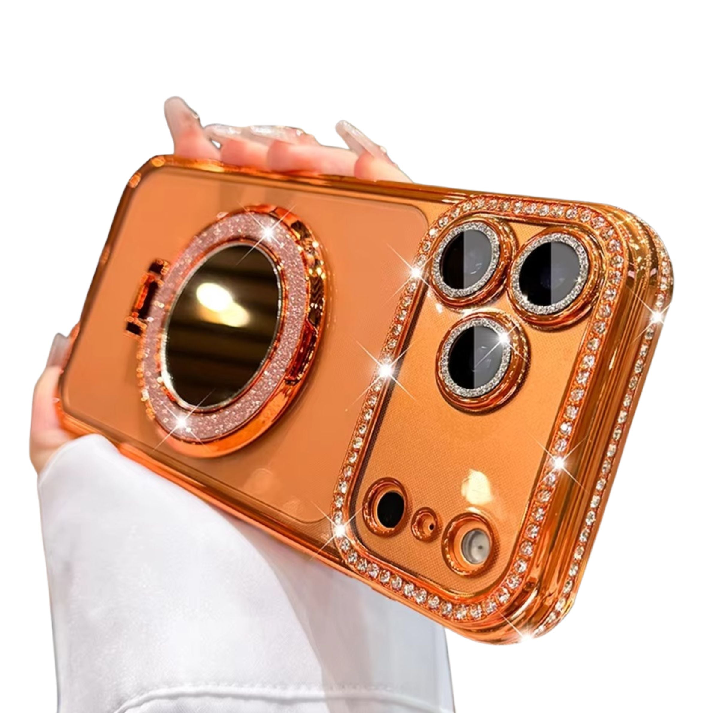 Luxury iPhone Case — MagSafe Diamond Mirror Glitter Cover with Transparent Soft Protection, Anti-Fingerprint Anti-Scratch Design and Non-Slip Finish