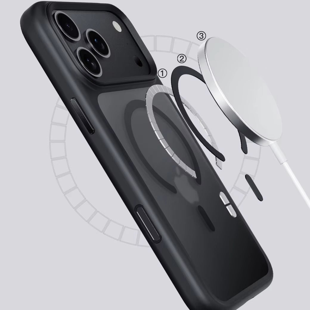 Luxury iPhone Case — MagSafe Magnetic TPU+PC Shockproof Cover with Camera Button and Anti-Fingerprint Matte Finish