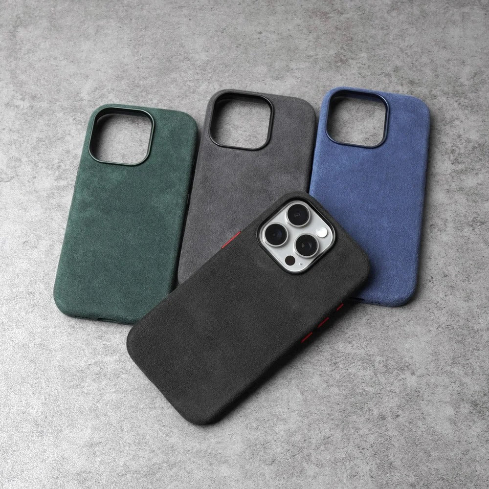 Luxury iPhone Case — MagSafe Suede Leather Cover with Supercar-Inspired Interior Design, Anti-Fingerprint Matte Finish and Non-Slip Protection