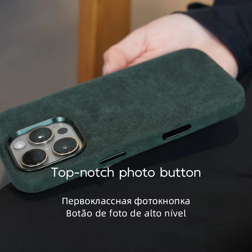Luxury iPhone Case — MagSafe Suede Leather Cover with Supercar-Inspired Interior Design, Anti-Fingerprint Matte Finish and Non-Slip Protection