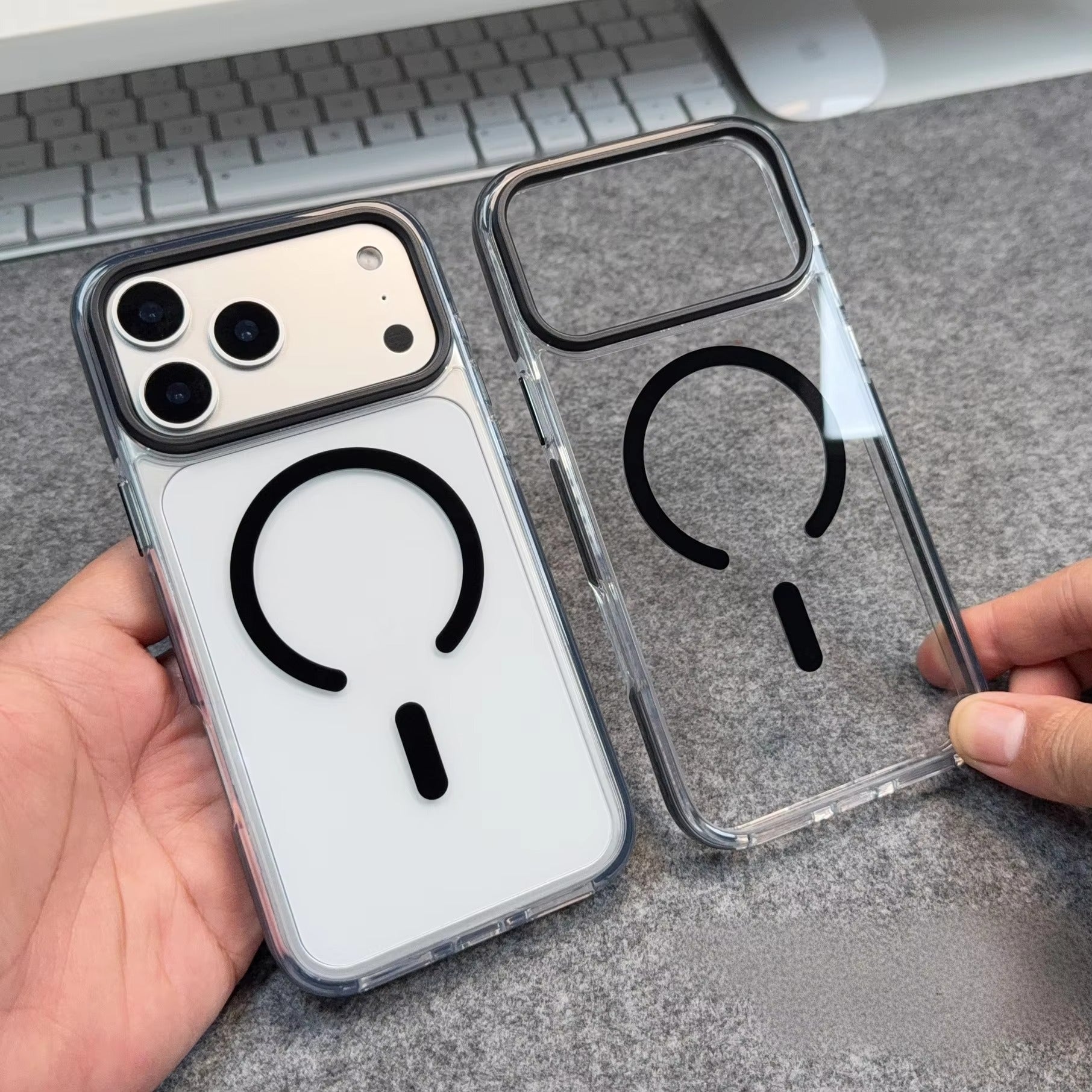 Luxury iPhone Case — MagSafe Transparent Acrylic + TPU Hybrid Armor Cover with Shockproof Protection, Anti-Fingerprint Anti-Scratch Design and Non-Slip Dustproof Finish