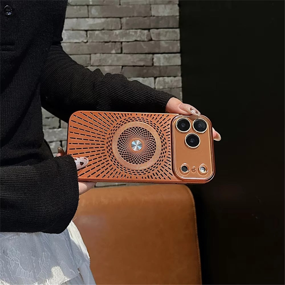 Luxury iPhone Case — Magnetic Breathable Hard Cover with Glass Lens Protection, Shockproof Matte Anti-Fingerprint Anti-Scratch Non-Slip Design