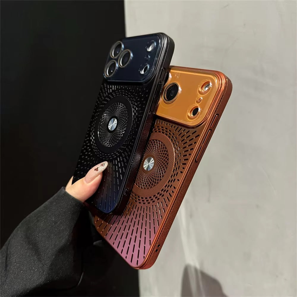 Luxury iPhone Case — Magnetic Breathable Hard Cover with Glass Lens Protection, Shockproof Matte Anti-Fingerprint Anti-Scratch Non-Slip Design