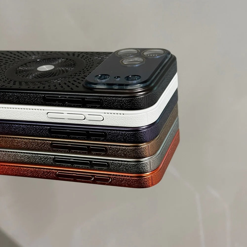 Luxury iPhone Case — Magnetic Breathable Hard Cover with Glass Lens Protection, Shockproof Matte Anti-Fingerprint Anti-Scratch Non-Slip Design