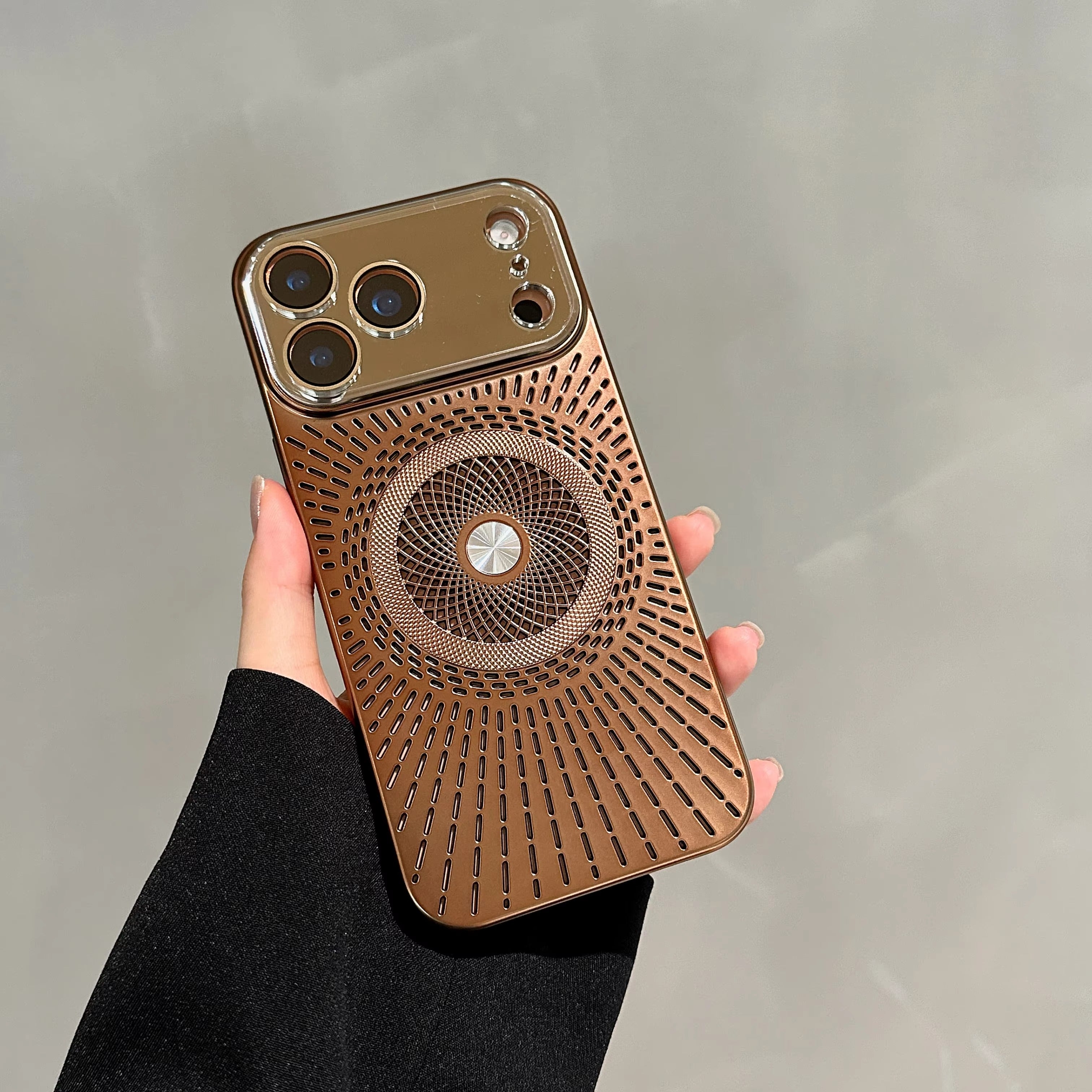 Luxury iPhone Case — Magnetic Breathable Hard Cover with Glass Lens Protection, Shockproof Matte Anti-Fingerprint Anti-Scratch Non-Slip Design