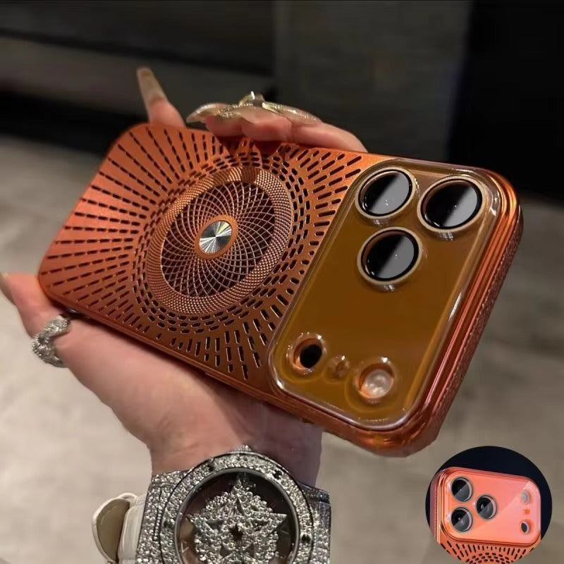 Luxury iPhone Case — Magnetic Breathable Hard Cover with Glass Lens Protection, Shockproof Matte Anti-Fingerprint Anti-Scratch Non-Slip Design