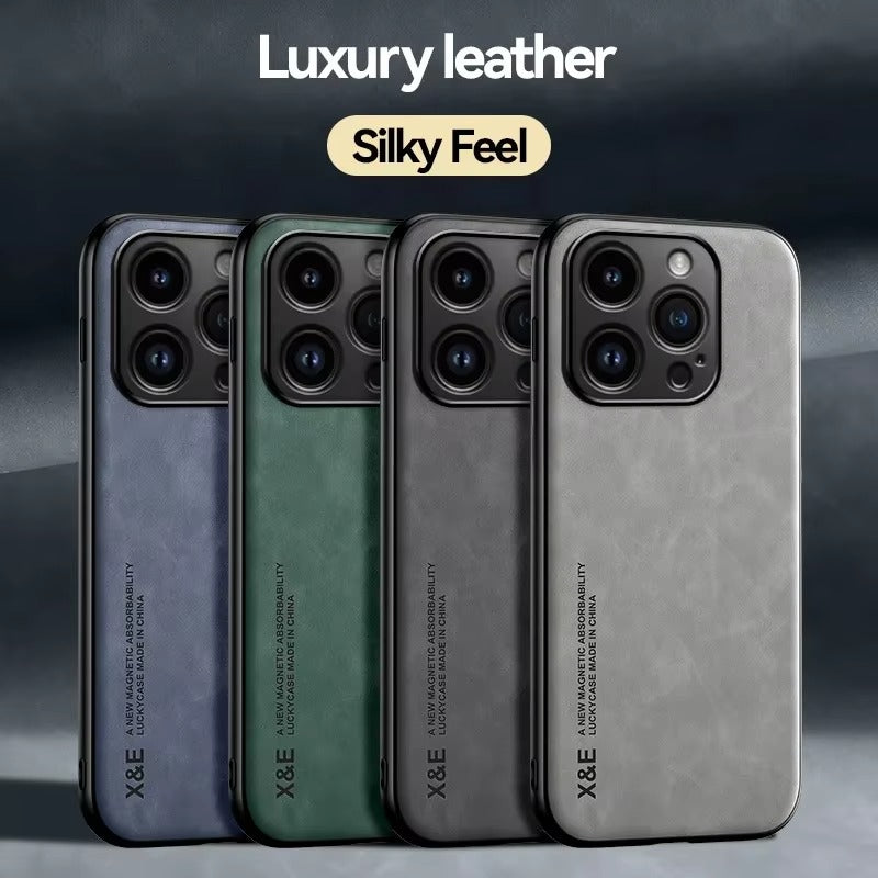 Luxury iPhone Case — Magnetic Sheepskin Leather Soft Bumper Cover with Shockproof Matte Anti-Fingerprint Design & Non-Slip Dustproof Protection