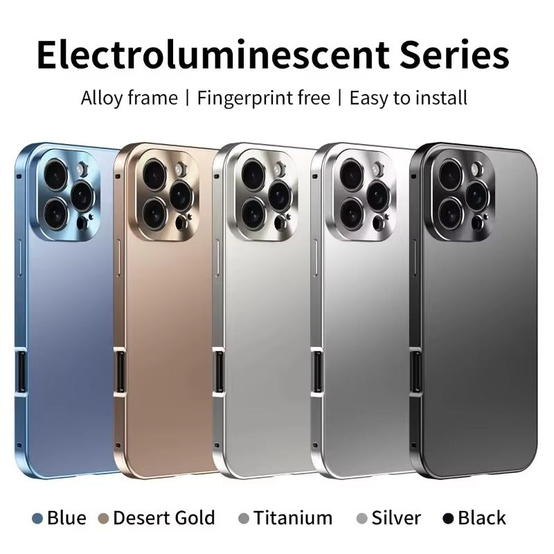 Luxury iPhone Case — Magnetic Shockproof Metal Back Cover with All-Aluminum Body, Matte Titanium Alloy Finish, Fill-Light Ring and Dustproof Dual-Layer Design