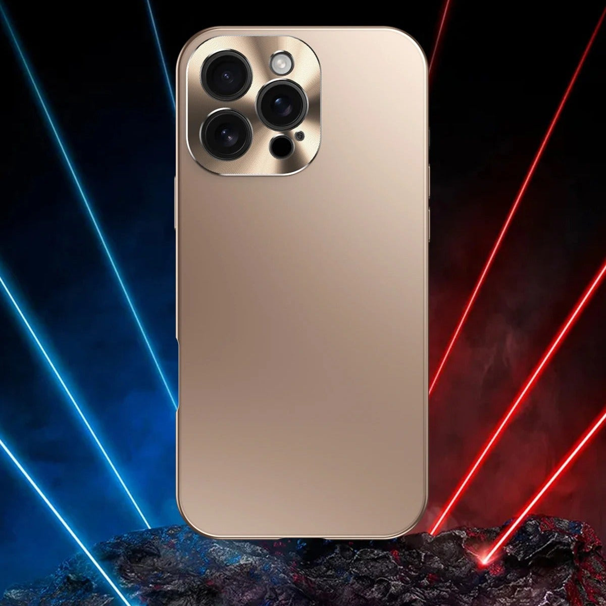 Luxury iPhone Case — Magnetic Shockproof Metal Back Cover with All-Aluminum Body, Matte Titanium Alloy Finish, Fill-Light Ring and Dustproof Dual-Layer Design