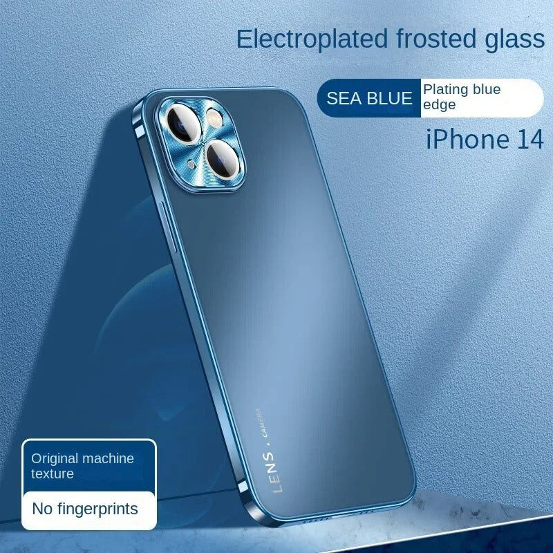 Luxury iPhone Case — Magnetic, Anti-Scratch Full-Coverage Matte Frosted PC Back Cover with Electroplated Finish and Metal Lens Protection