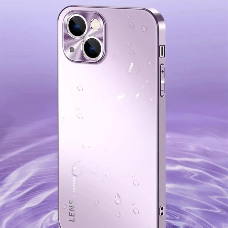 Luxury iPhone Case — Magnetic, Anti-Scratch Full-Coverage Matte Frosted PC Back Cover with Electroplated Finish and Metal Lens Protection