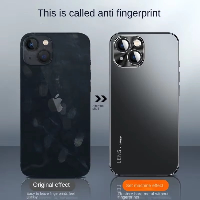 Luxury iPhone Case — Magnetic, Anti-Scratch Full-Coverage Matte Frosted PC Back Cover with Electroplated Finish and Metal Lens Protection