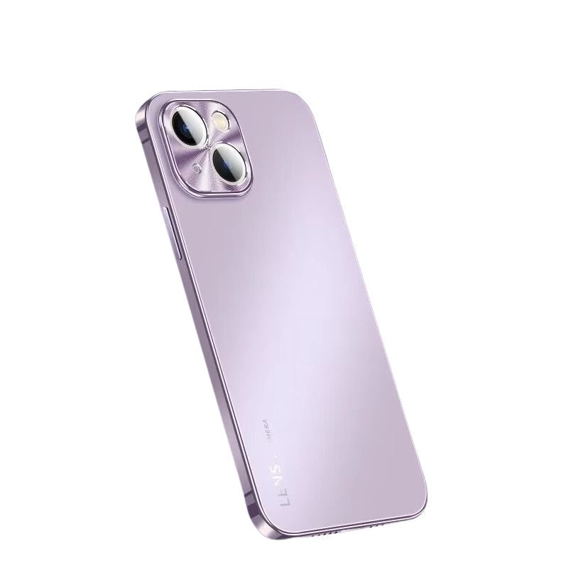 Luxury iPhone Case — Magnetic, Anti-Scratch Full-Coverage Matte Frosted PC Back Cover with Electroplated Finish and Metal Lens Protection