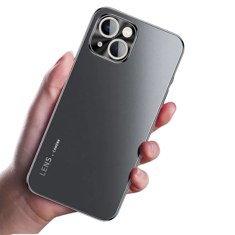 Luxury iPhone Case — Magnetic, Anti-Scratch Full-Coverage Matte Frosted PC Back Cover with Electroplated Finish and Metal Lens Protection