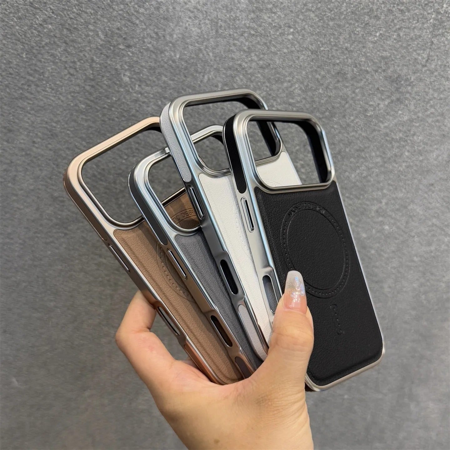Luxury iPhone Case — Magnetic, Shockproof Leather Cover with Plating Frame, Original Business Design and MagSafe Wireless Charging Support