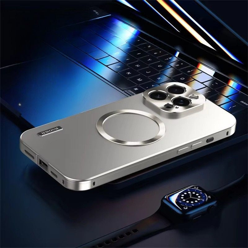 Luxury iPhone Case — Magnetic, Shockproof, Anti-Fingerprint, Anti-Scratch, Dustproof Non-Slip Ultra-Thin Matte Titanium Alloy Back Cover with All-Aluminum Metal Shell