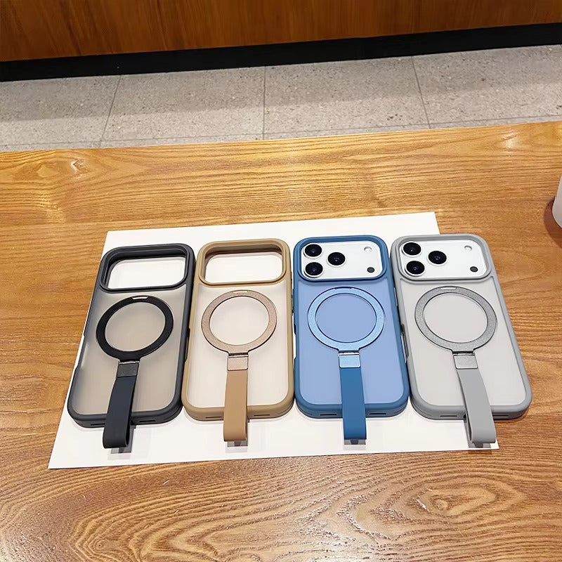 Luxury iPhone Case — Matte Transparent MagSafe Cover with Wrist Strap Holder, Shockproof TPU+PC Protection and Anti-Fingerprint Scratch-Resistant Design