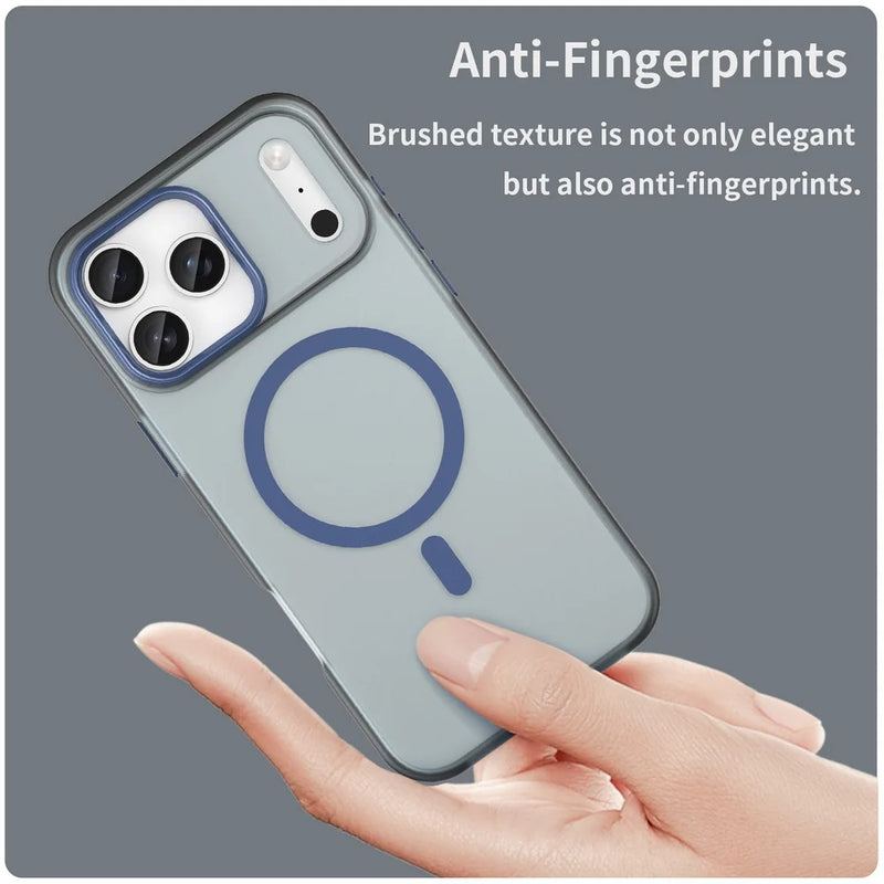 Luxury iPhone Case — Matte Transparent Shockproof Magnetic TPU Cover for Wireless Charging