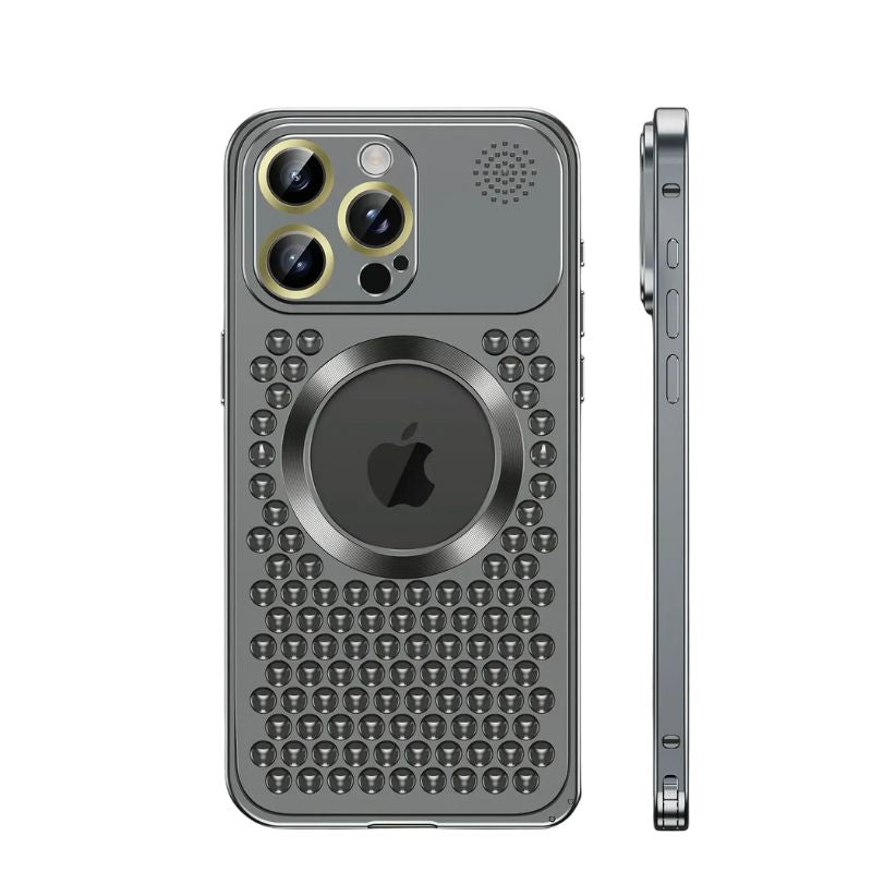 Luxury iPhone Case — Metal Heat-Dissipating Aluminum Cover, Magnetic, Magsafe Compatible, Shockproof, Lightweight, Anti-Fingerprint, Water-Resistant, Half-Wrapped Design