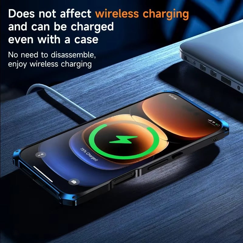 Luxury iPhone Case — PC + Aluminum Alloy Full-Coverage Protective Shell with Washable Anti-Scratch Dustproof Design and Non-Slip Lightweight Build