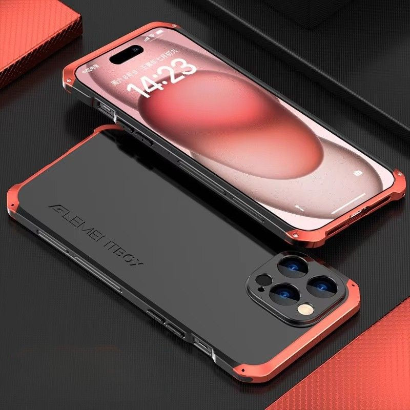 Luxury iPhone Case — PC + Aluminum Alloy Full-Coverage Protective Shell with Washable Anti-Scratch Dustproof Design and Non-Slip Lightweight Build