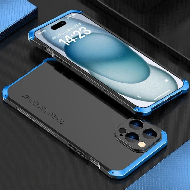 Luxury iPhone Case — PC + Aluminum Alloy Full-Coverage Protective Shell with Washable Anti-Scratch Dustproof Design and Non-Slip Lightweight Build