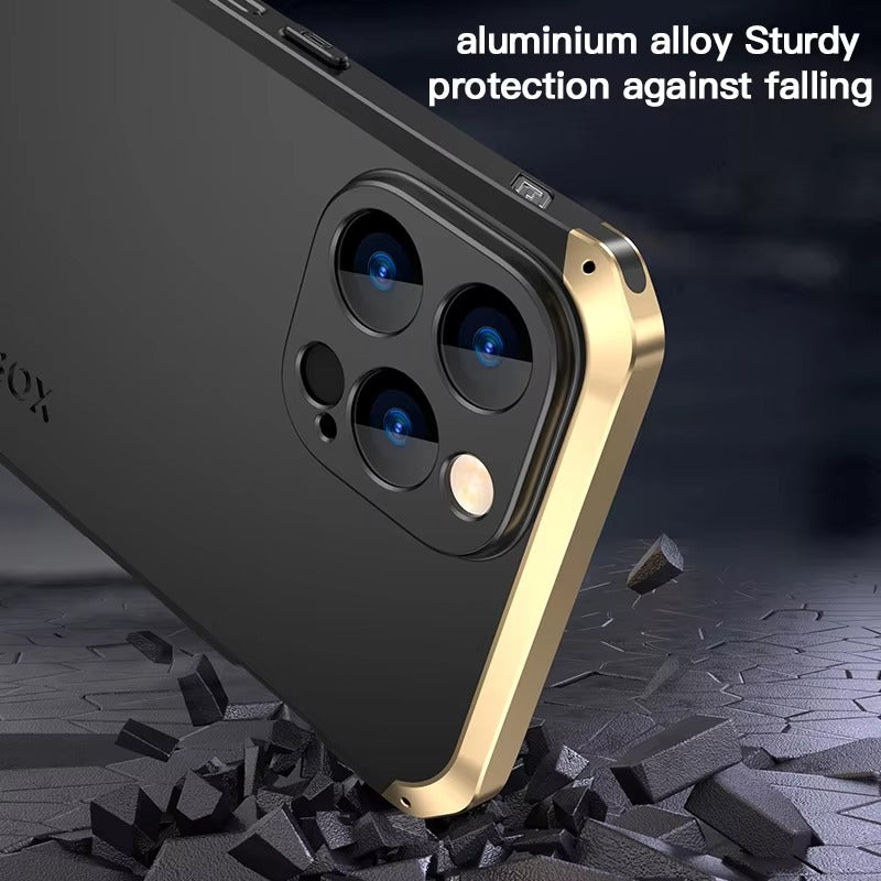 Luxury iPhone Case — PC + Aluminum Alloy Full-Coverage Protective Shell with Washable Anti-Scratch Dustproof Design and Non-Slip Lightweight Build