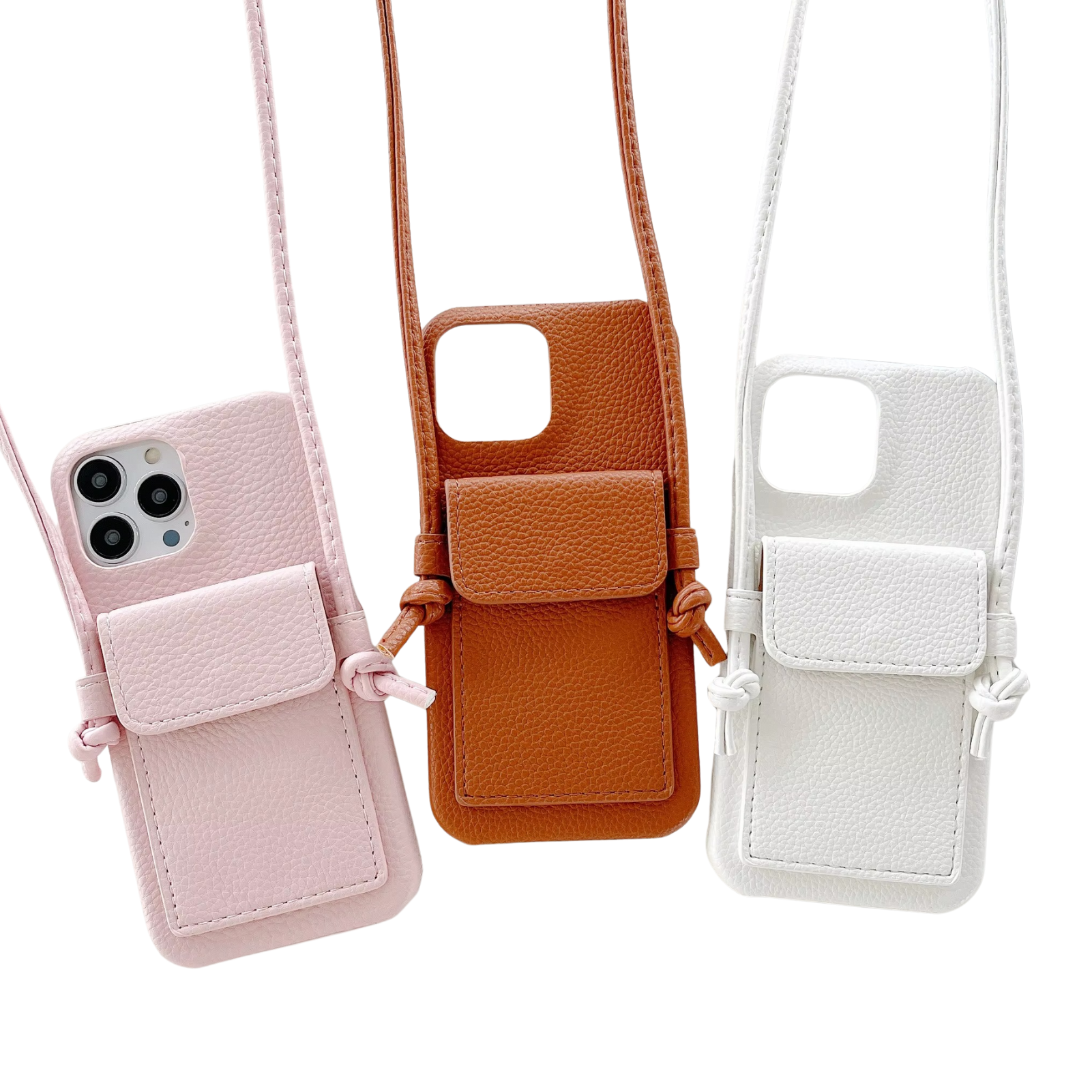 Luxury iPhone Case — PU Leather Crossbody Wallet Cover with Card Slot, Magnetic Closure and Lanyard Shoulder Strap for Shockproof Protection