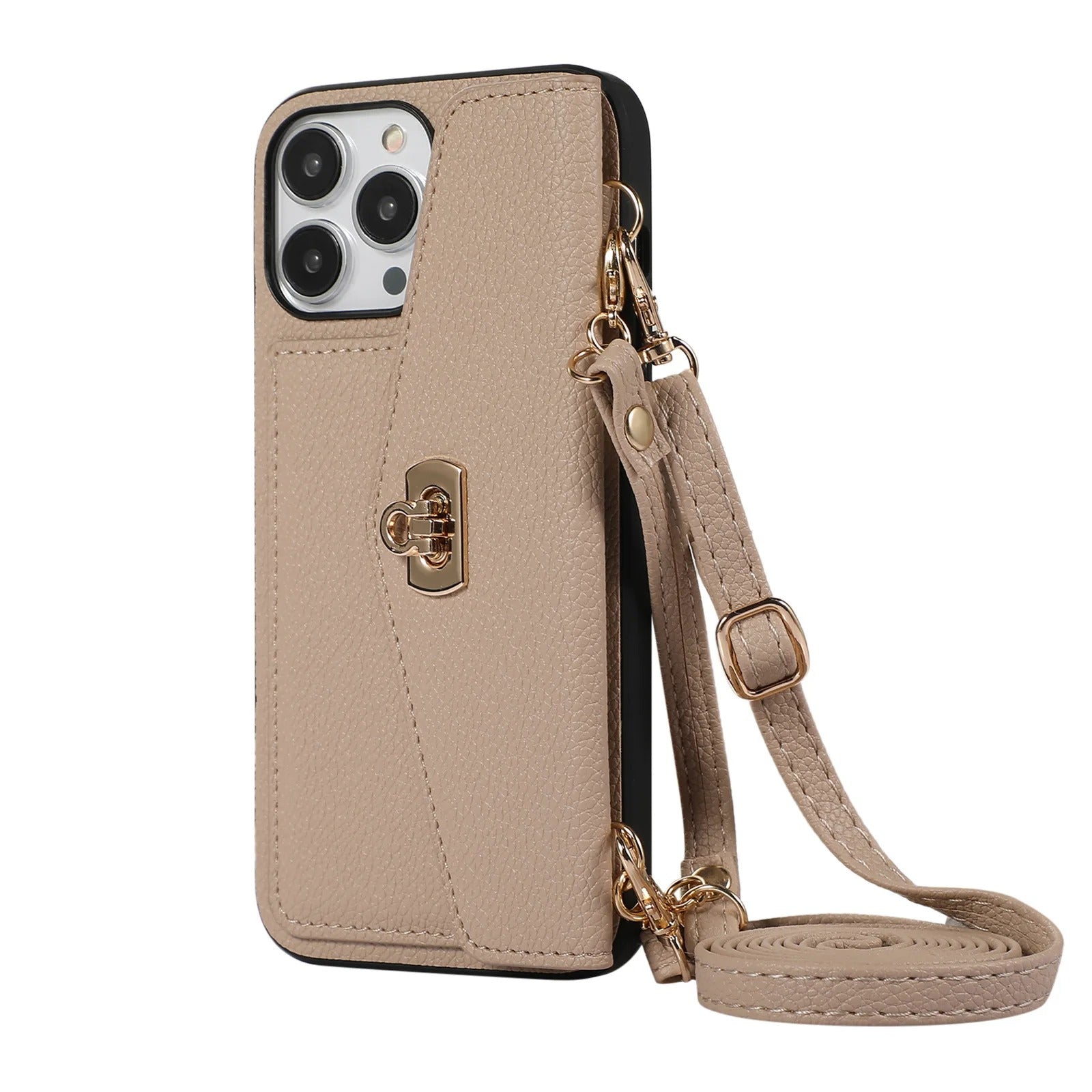 Luxury iPhone Case — PU Leather Crossbody Wallet Cover with Shoulder Strap, Card Pocket Storage and Slim Anti-Fingerprint Protective Design