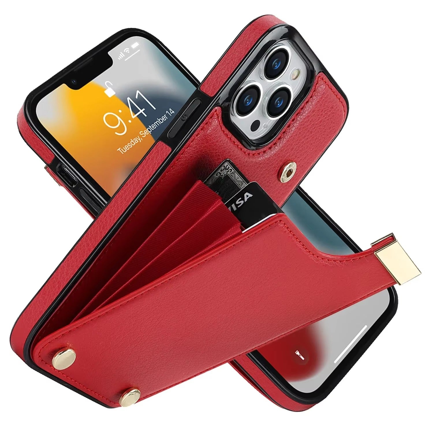 Luxury iPhone Case — PU Leather Wallet Cover with Card Holder Storage, Shockproof Anti-Drop Protection and Sleek Anti-Fingerprint Design