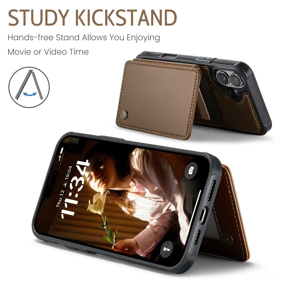 Luxury iPhone Case — PU Leather Wallet Cover with RFID-Blocking Card Slots, Magnetic Clasp and Durable Kickstand Protective Design