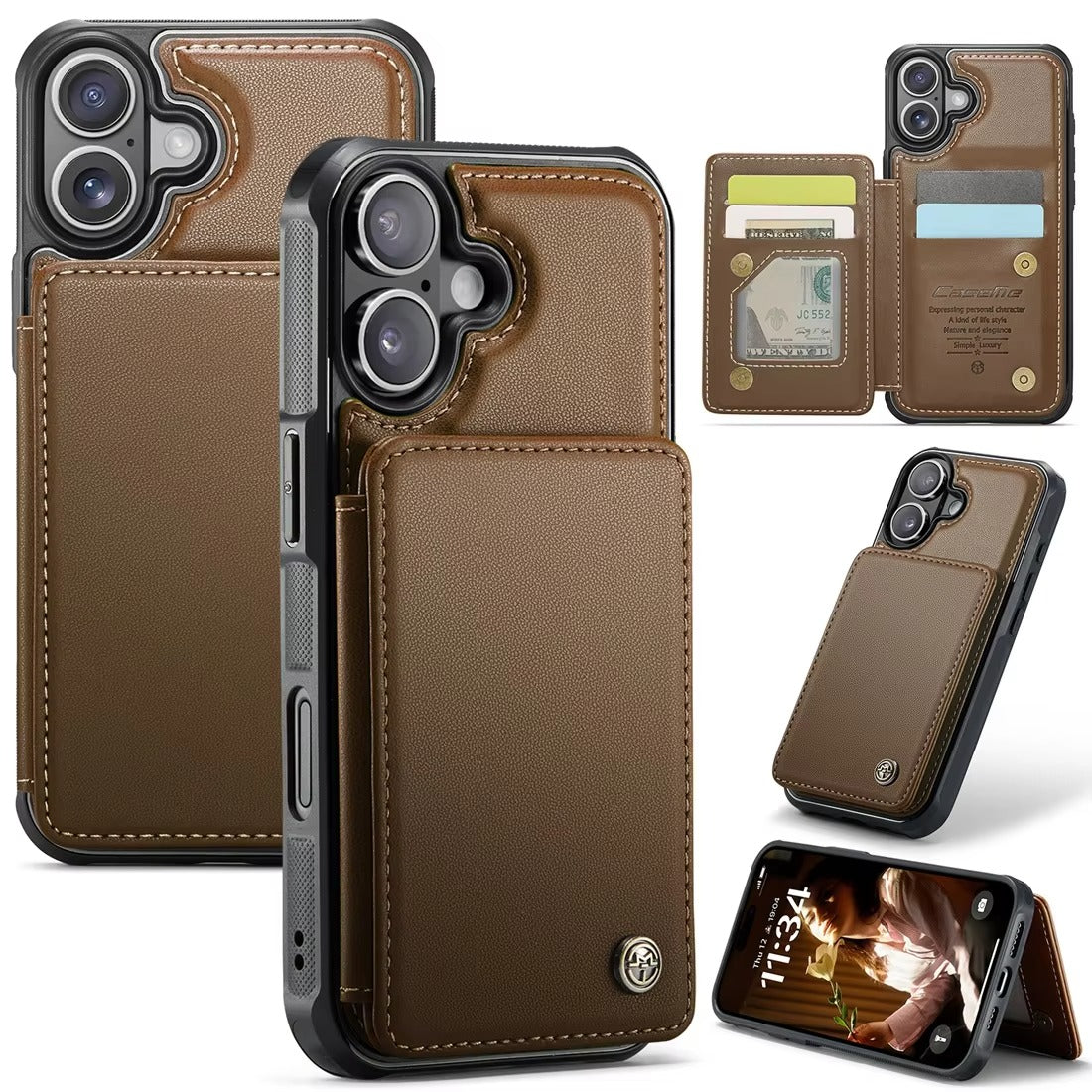 Luxury iPhone Case — PU Leather Wallet Cover with RFID-Blocking Card Slots, Magnetic Clasp and Durable Kickstand Protective Design