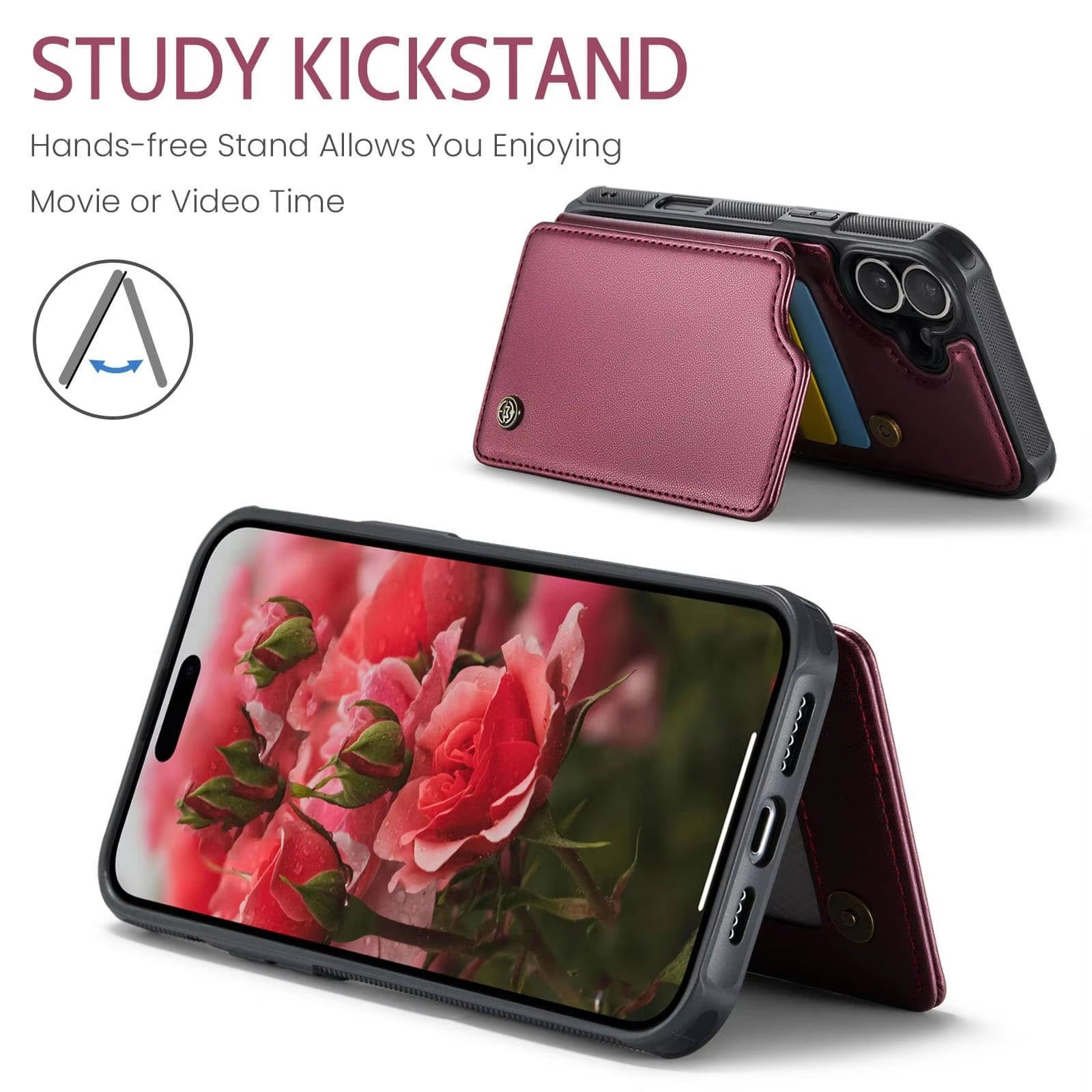 Luxury iPhone Case — PU Leather Wallet Cover with RFID-Blocking Card Slots, Magnetic Clasp and Durable Kickstand Protective Design