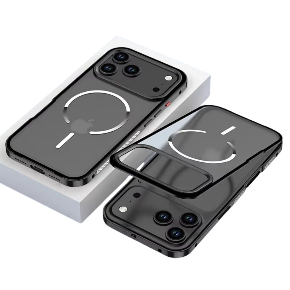 Luxury iPhone Case — Premium Aluminum Alloy Frosted Magnetic Backplate Protective Cover with Full Protection