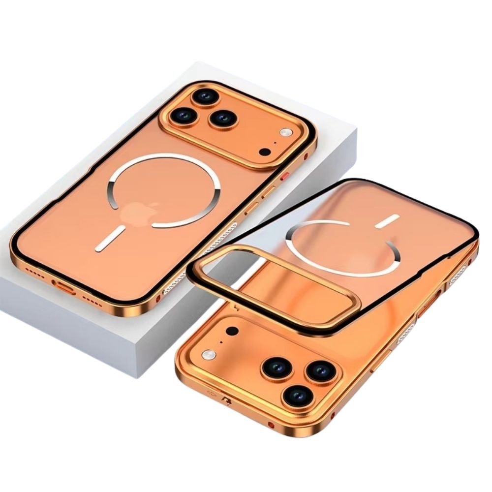 Luxury iPhone Case — Premium Aluminum Alloy Frosted Magnetic Backplate Protective Cover with Full Protection