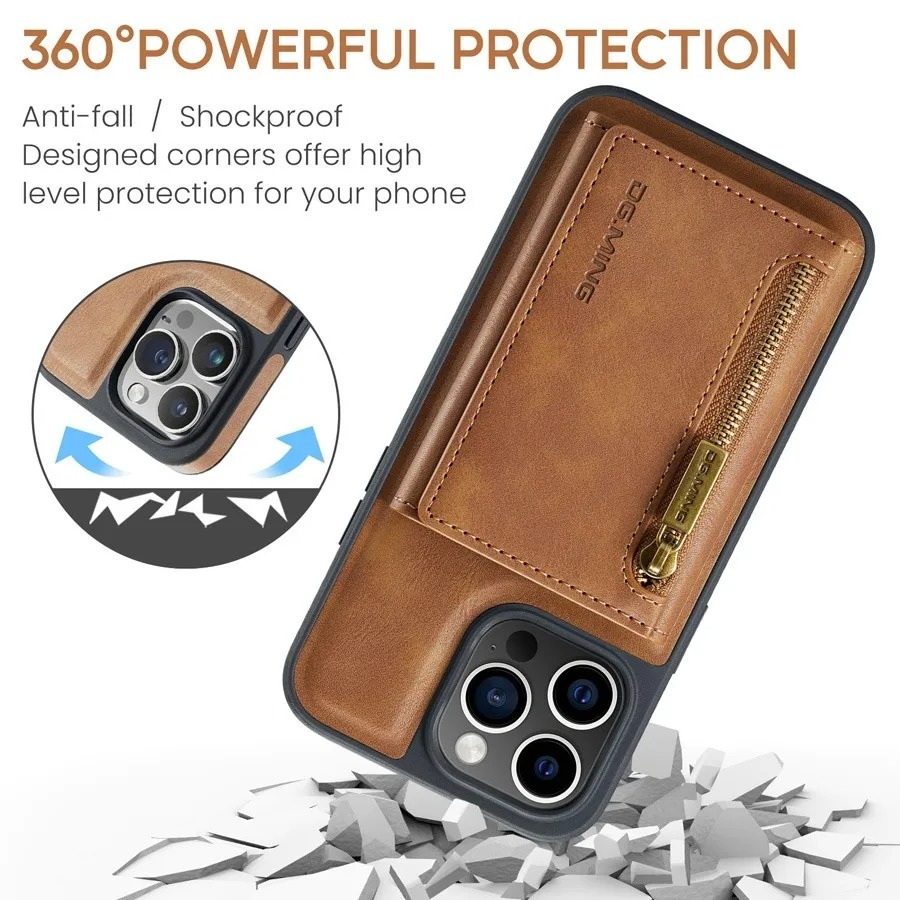 Luxury iPhone Case — RFID Magnetic Detachable Leather Wallet Cover with 7-Card Storage, Wireless-Charging Safe Design and Shockproof Protection