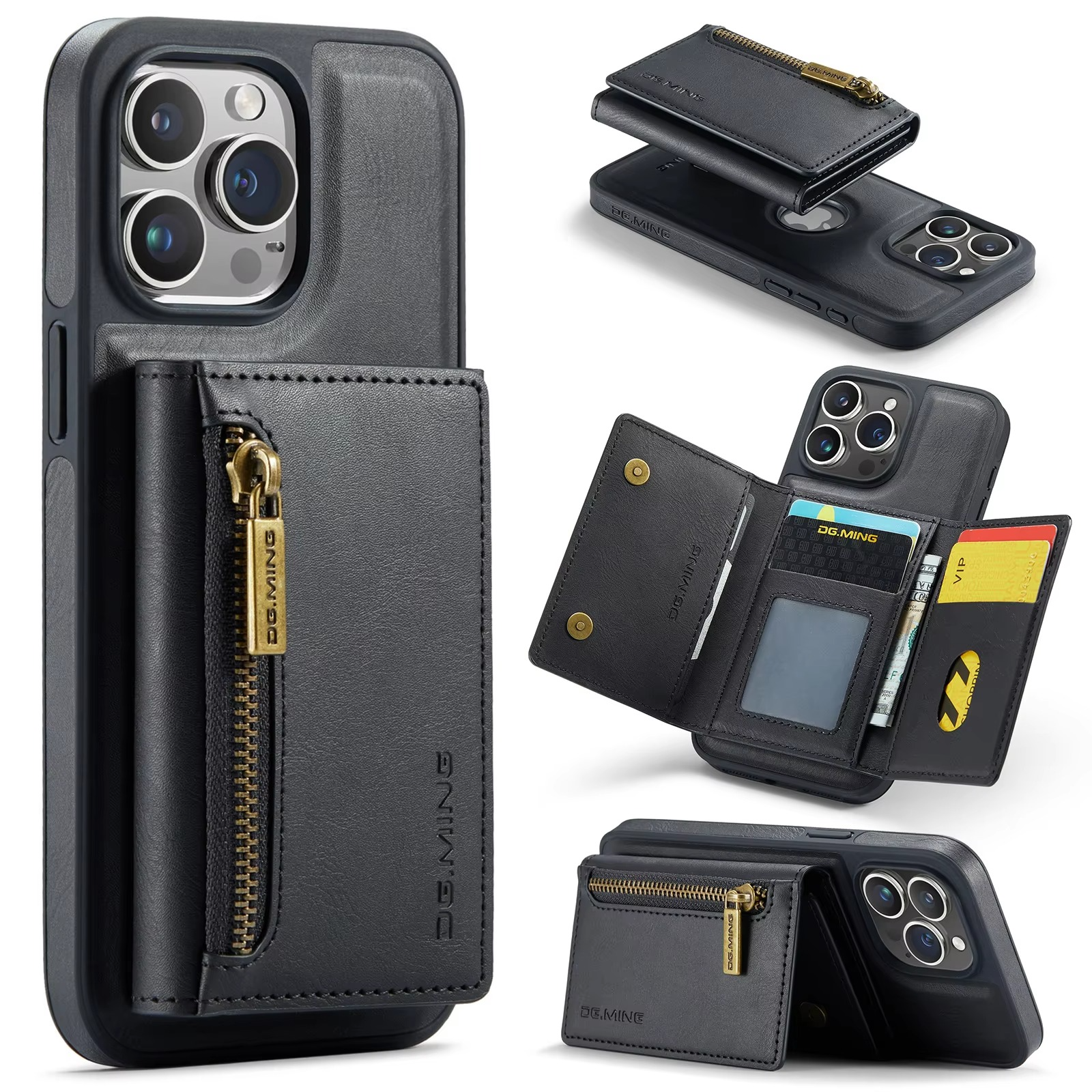 Luxury iPhone Case — RFID Magnetic Detachable Leather Wallet Cover with 7-Card Storage, Wireless-Charging Safe Design and Shockproof Protection
