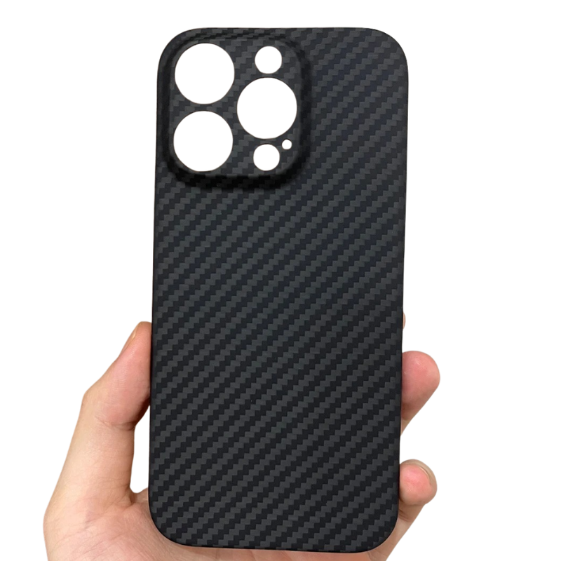 Luxury iPhone Case — Real 600D Aramid Carbon Fiber Half-Wrapped Cover with Anti-Fingerprint, Anti-Scratch Lightweight Design