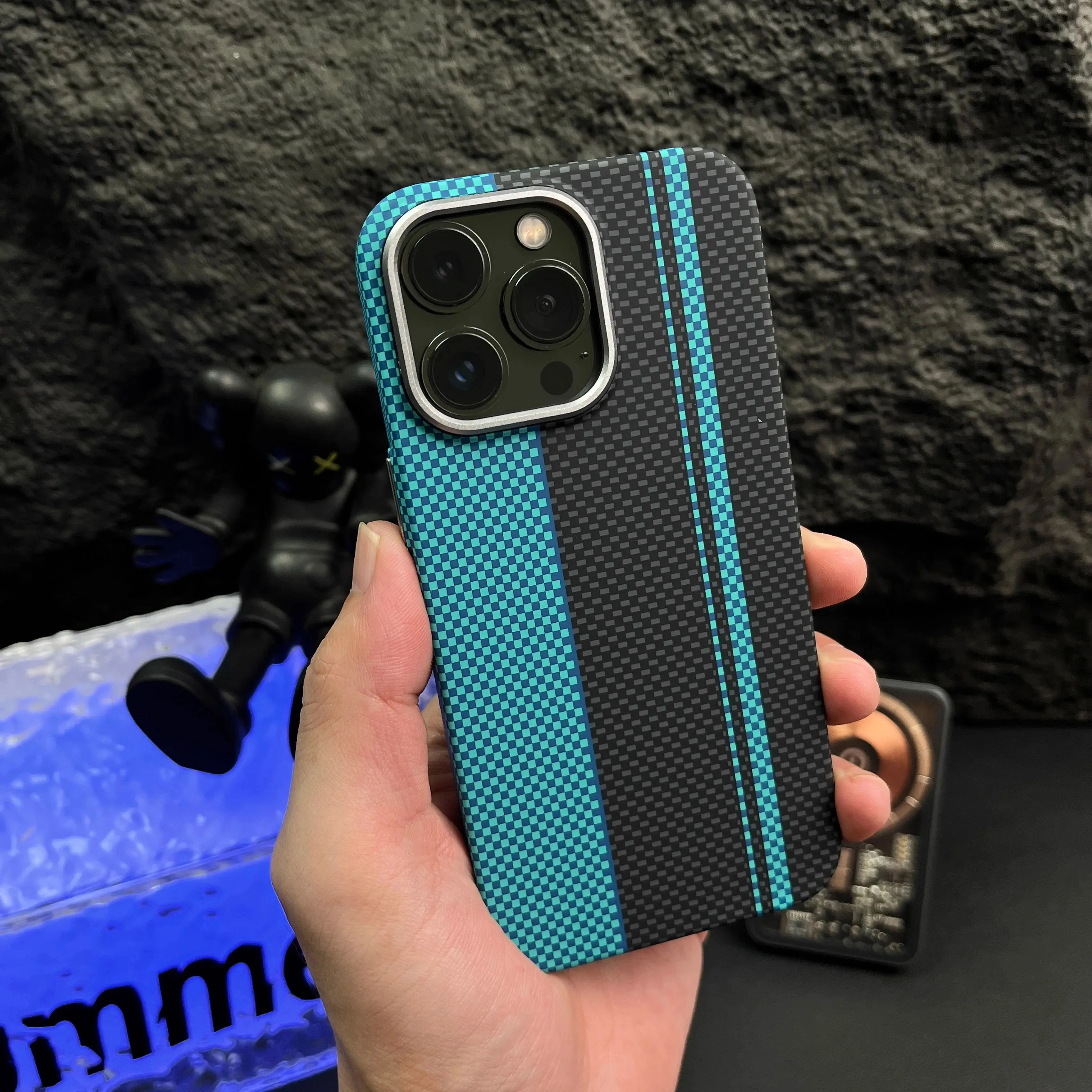 Luxury iPhone Case — Retro Geometric Totem Magnetic Alloy Lens Protection, Shockproof & Wireless Charging Hard Cover