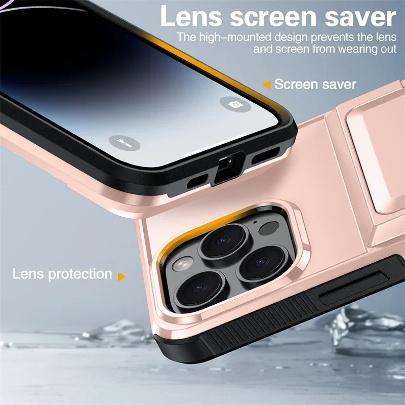 Luxury iPhone Case — Shockproof Flip Wallet Cover with Card Holder, Built-In Stand and Anti-Fingerprint Scratch-Resistant Design