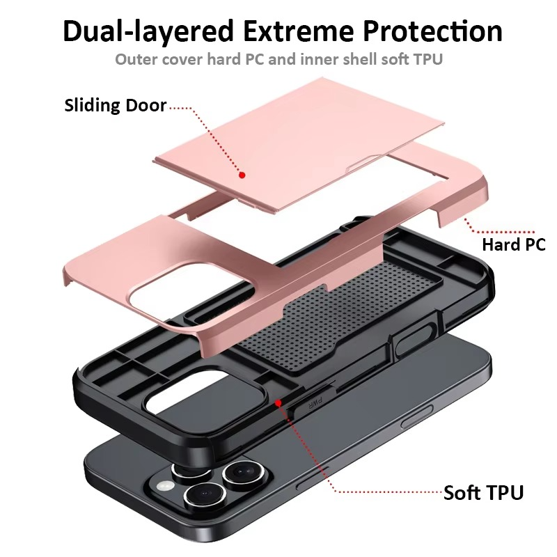 Luxury iPhone Case — Shockproof Flip Wallet Cover with Card Holder, Built-In Stand and Anti-Fingerprint Scratch-Resistant Design
