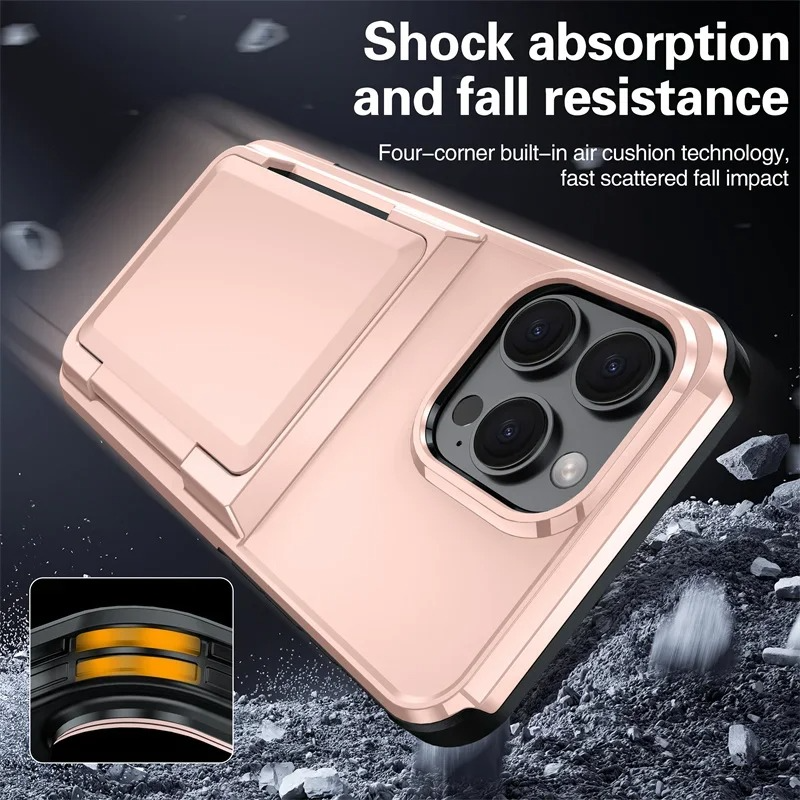 Luxury iPhone Case — Shockproof Flip Wallet Cover with Card Holder, Built-In Stand and Anti-Fingerprint Scratch-Resistant Design